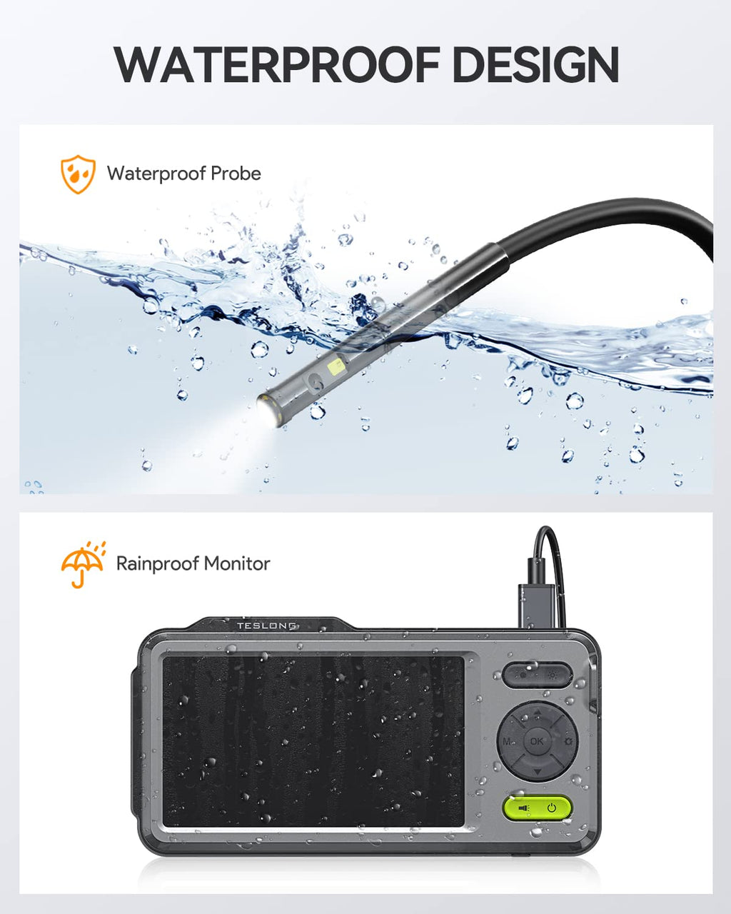 5'' HD Dual Lens Endoscope Borescope Camera with LED Lights S2741