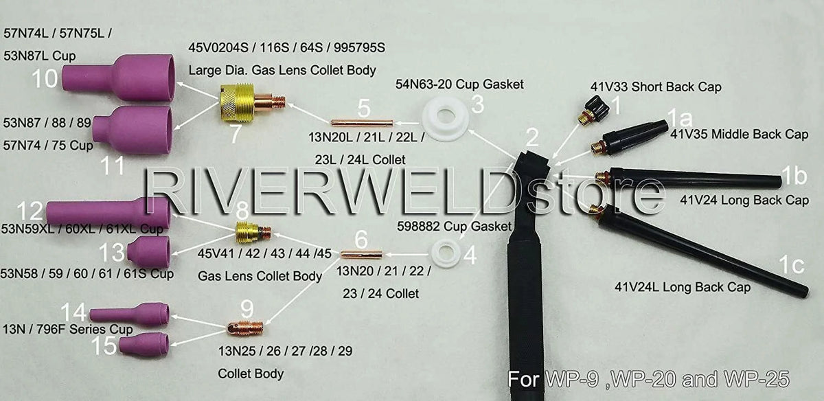 46pcs TIG Welding Torch Kit E613
