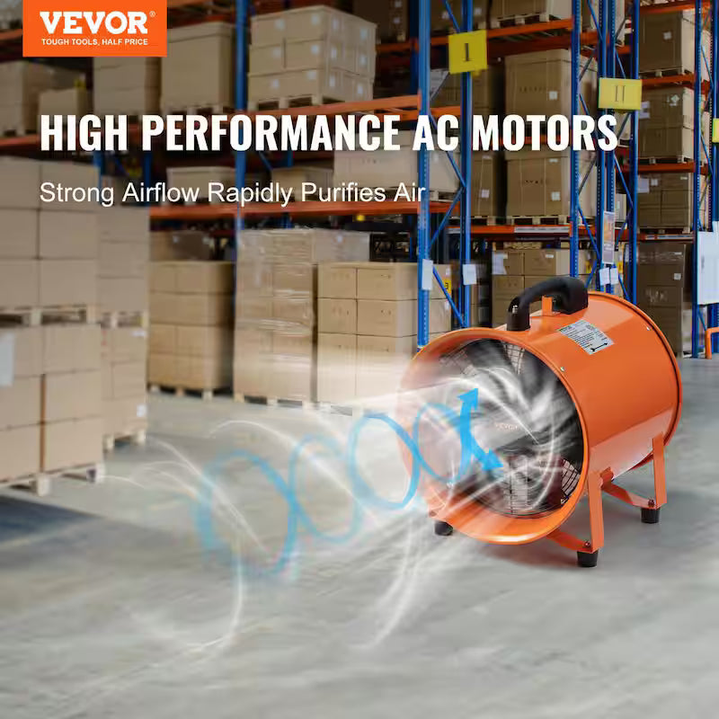 Portable 8 in. Heavy Duty Blower Fan with Duct Hose 195W 1070CFM O55035
