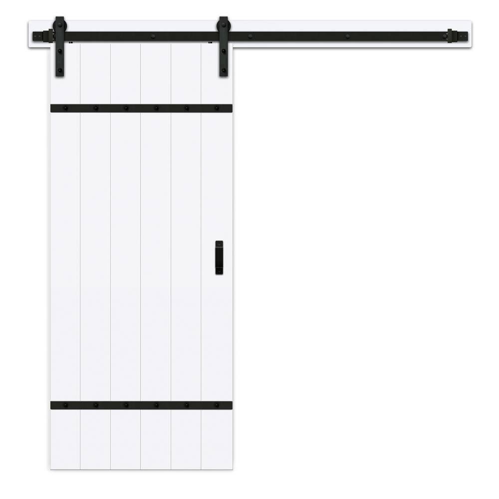 Bright White MDF Sliding Barn Door with Hardware Kit V299163