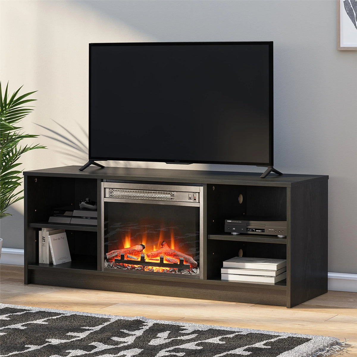 Black Oak Fireplace TV Stand A8020