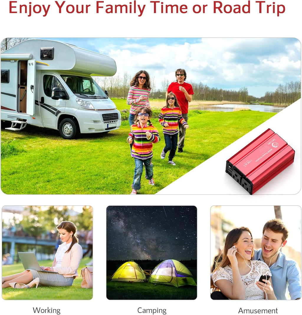 400W Car Power Inverter DC 12V to AC 110V with 4.8A Dual USB, Pack of 2 C7945