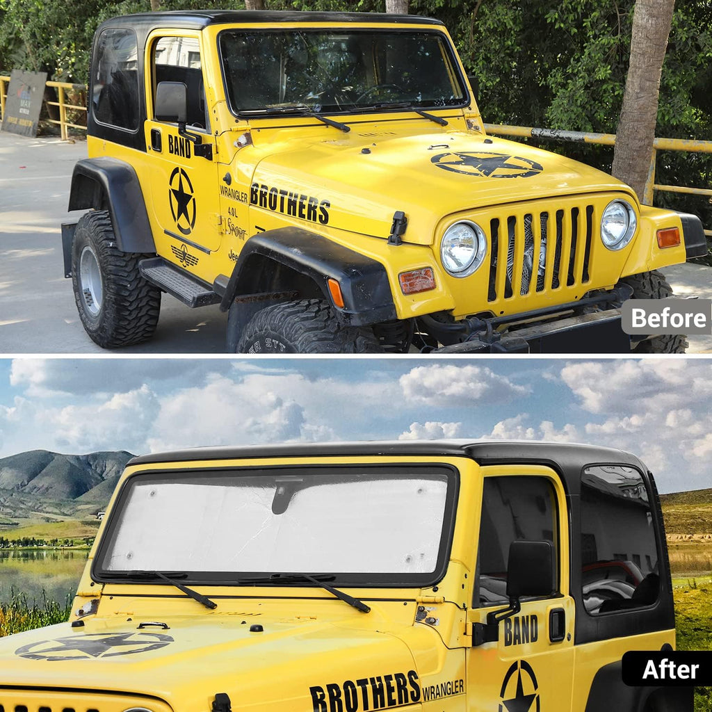 Windshield Sun Shade Sun Visor for Jeep Wrangler TJ, 6PCs Pack of 2 F9789