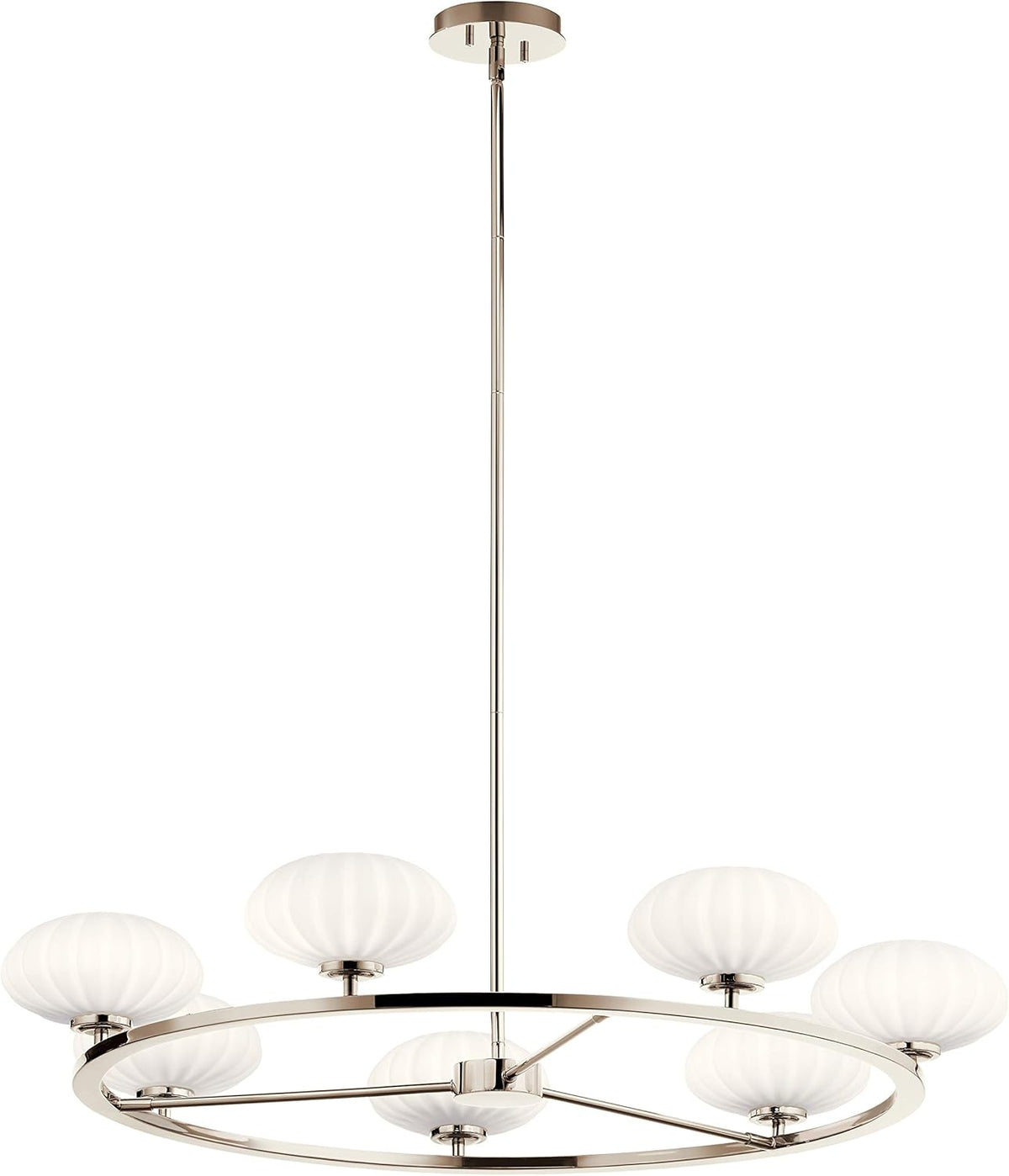 5 Light Round Chandelier with Satin Etched Cased Opal Glass L9327