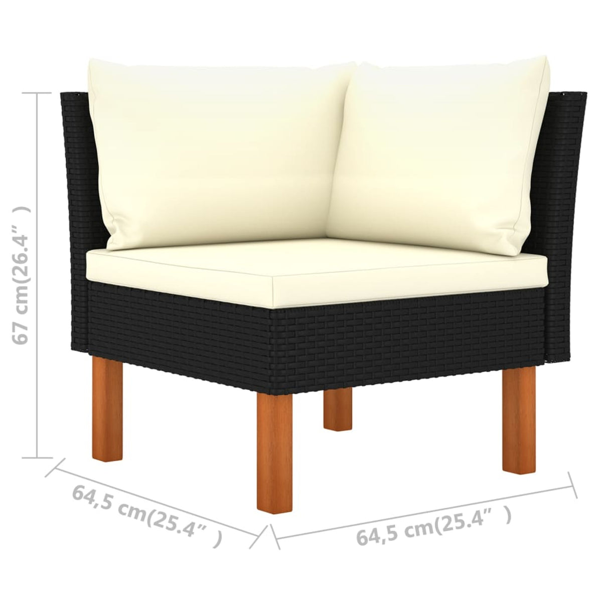 Black Poly Rattan 6 Piece Patio Set with Cushions S6465