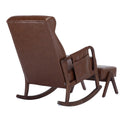 Polyester Upholstered High Backrest Accent Glider Rocker Chair With Ottoman Brown A63298
