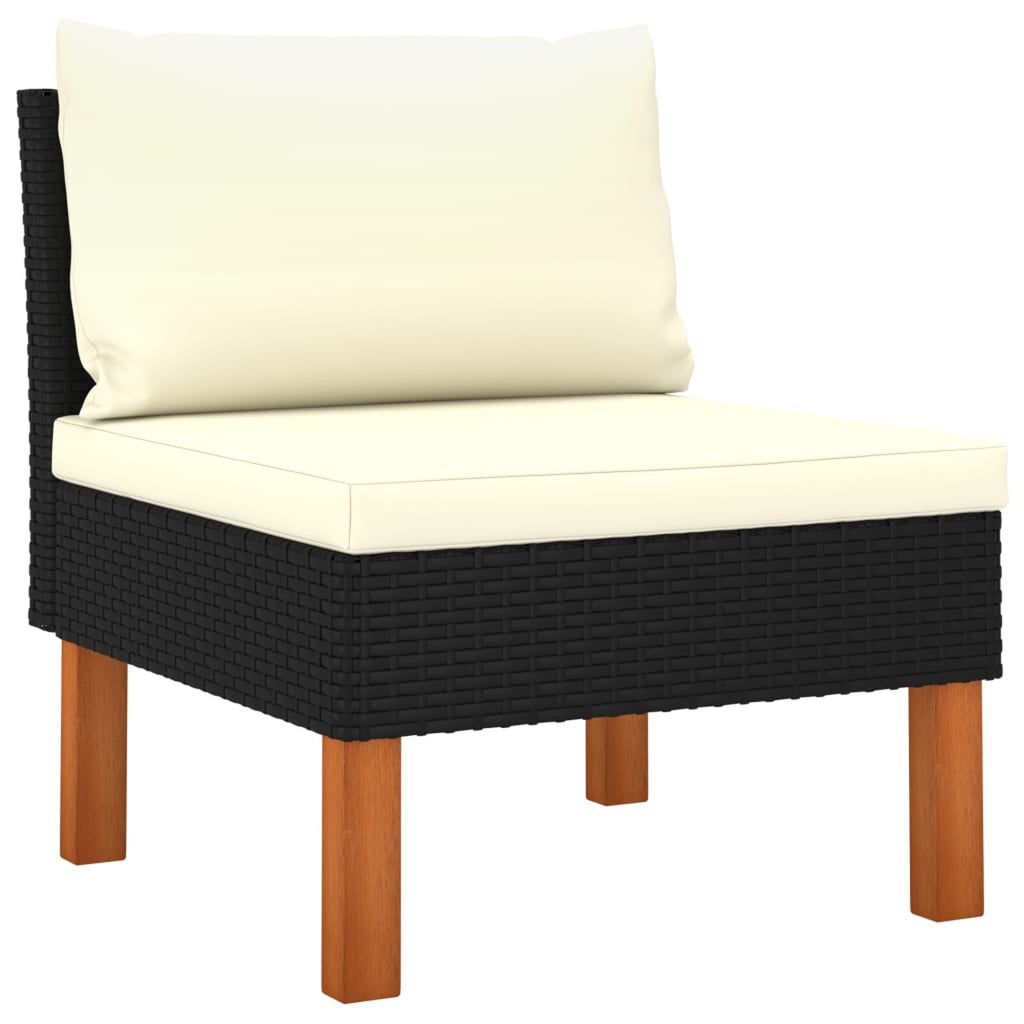 Black Poly Rattan 6 Piece Patio Set with Cushions S6465