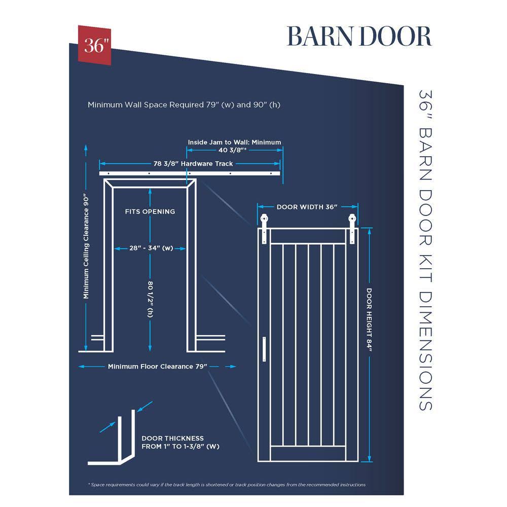 Bright White MDF Sliding Barn Door with Hardware Kit V299163