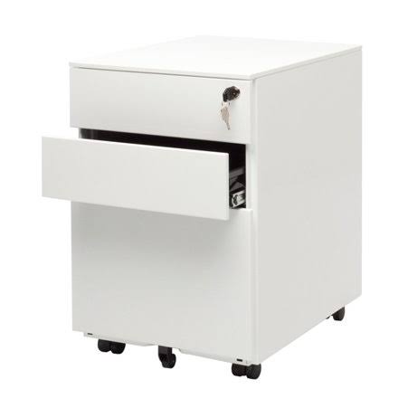 White 3 Drawer Mobile File Cabinet V5355