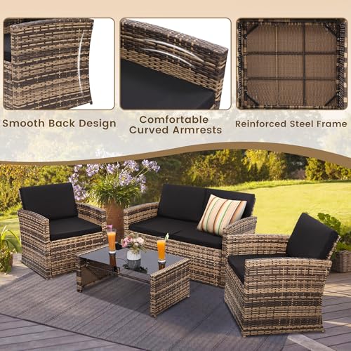 8 Pieces Outdoor Wicker Rattan Patio Furniture Sectional Set A420979