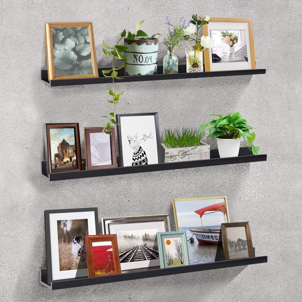 Black Wall Mount Floating Shelf Set of 3 E7471