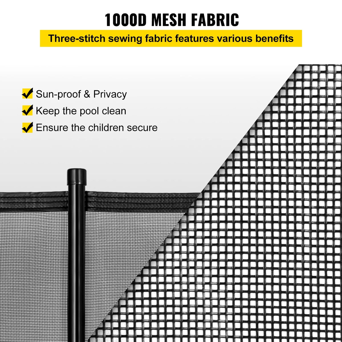 Black 4 x 48 ft Removable Pool Fence Mesh H3699