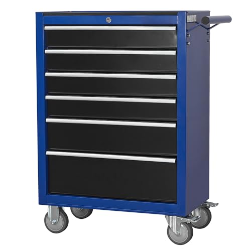 6-Drawer Rolling Metal Tool Chest with Wheels and Keyed Locking D952