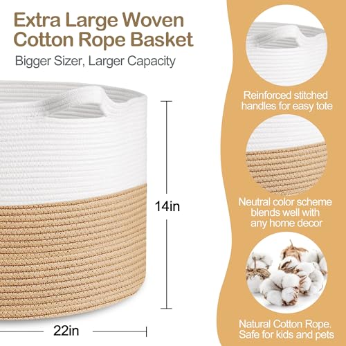 Large Woven Cotton Rope Blanket Basket L8194