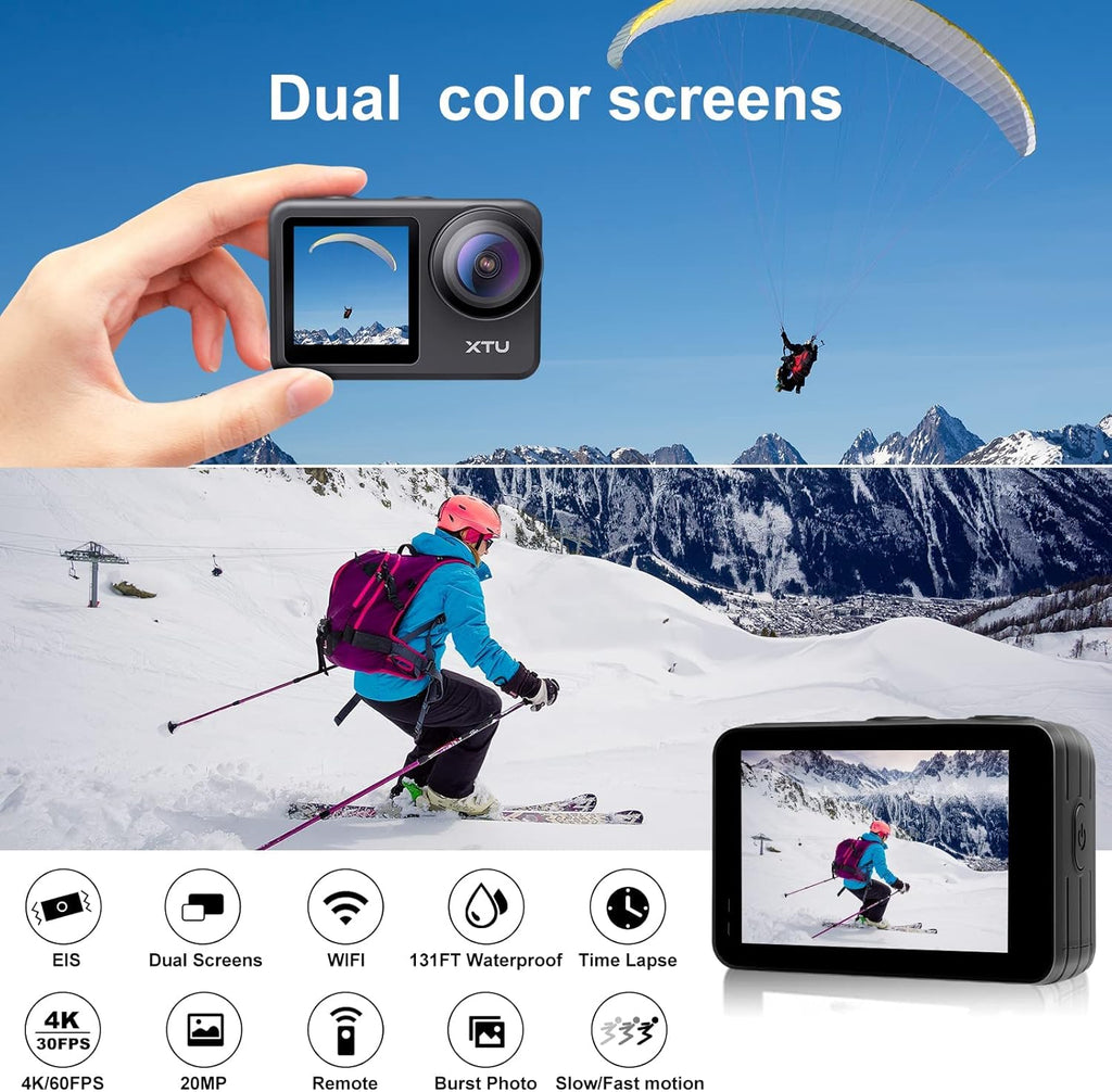 4K60FPS WiFi Action Camera with Dual Touch Screen Display P96958