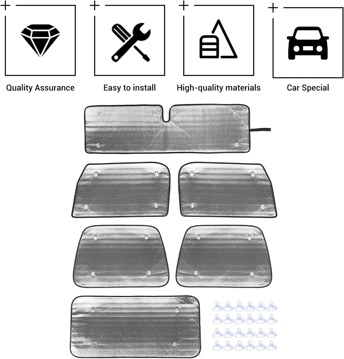 Windshield Sun Shade Sun Visor for Jeep Wrangler TJ, 6PCs Pack of 2 F9789