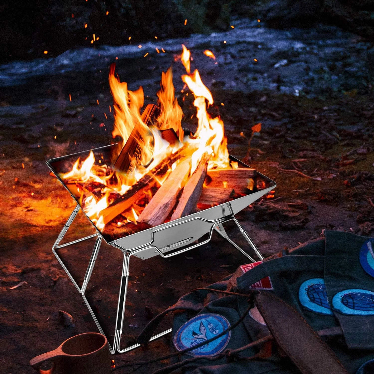 Charcoal Folding Stainless Steel BBQ Grill E182515