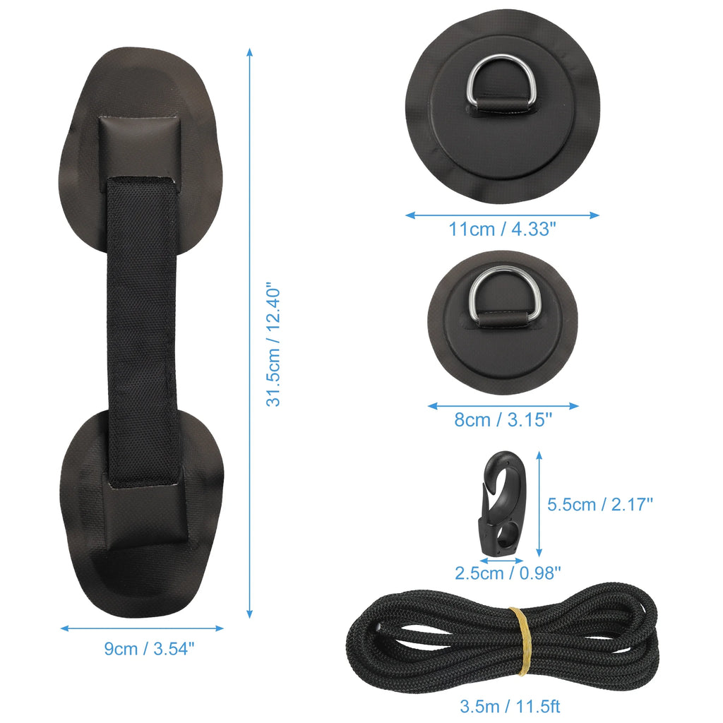 7pcs PVC Patch Round Shape D Ring 11.5ft Elastic Shock Rope with 6 Hooks Accessories for Inflatable Boat Black H97241