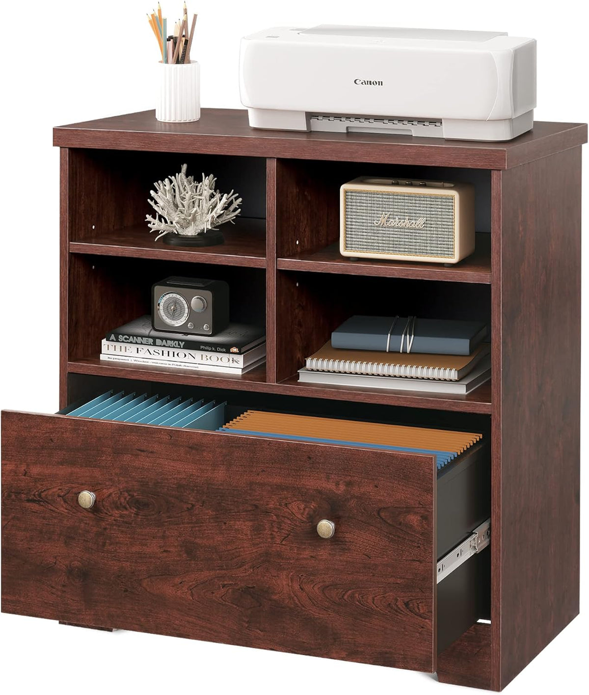 Cherry Wood File Cabinet with 1 Drawer W3997