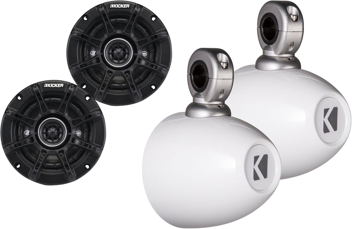 White Mini Wake Tower Marine Enclosures with 4" DSC Speakers H3275