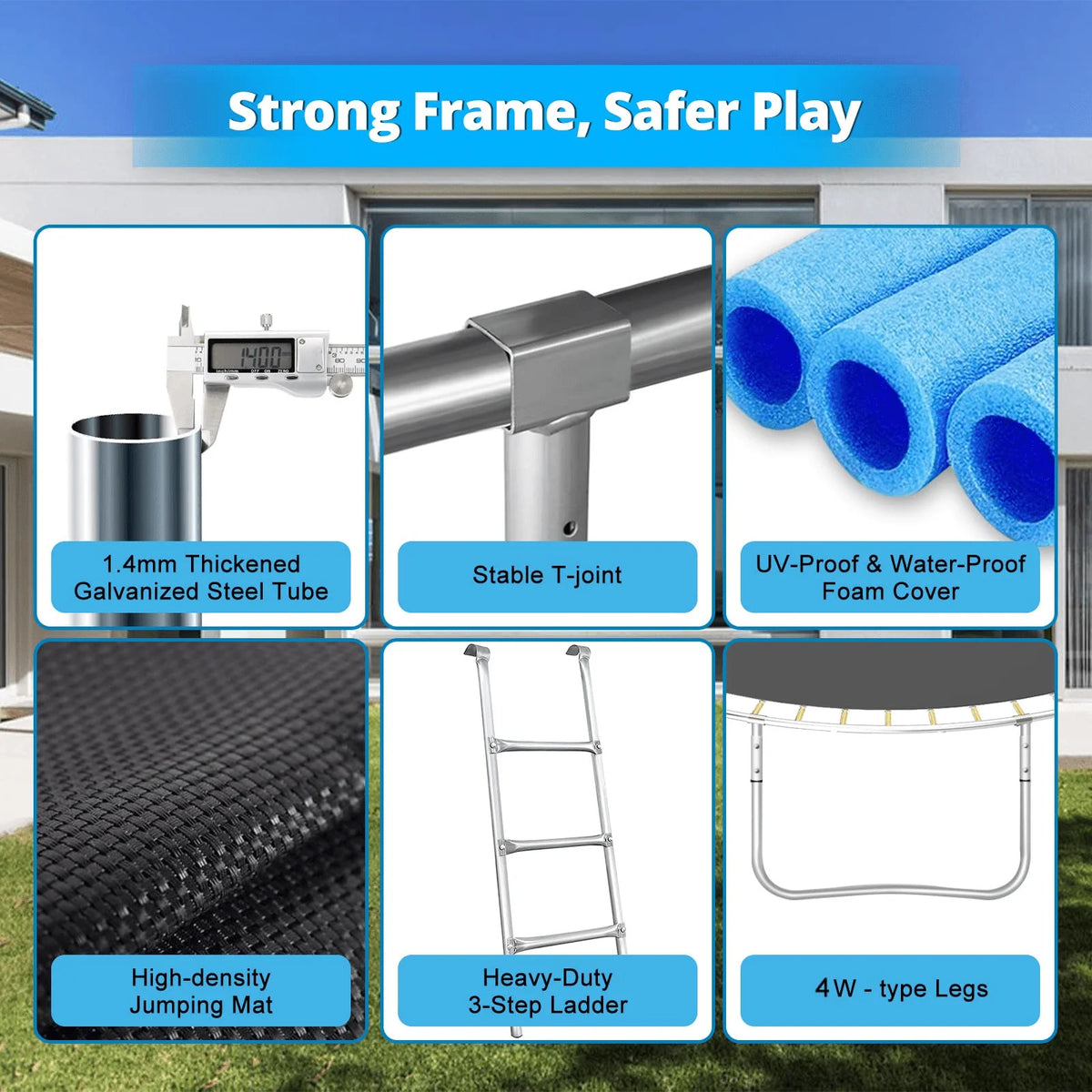 16FT Outdoor Trampoline with Basketball Hoop and Ladder K2043