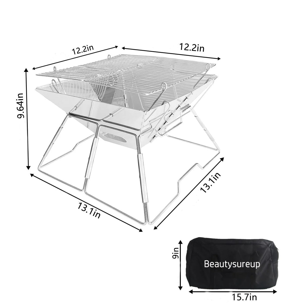 Charcoal Folding Stainless Steel BBQ Grill E182515