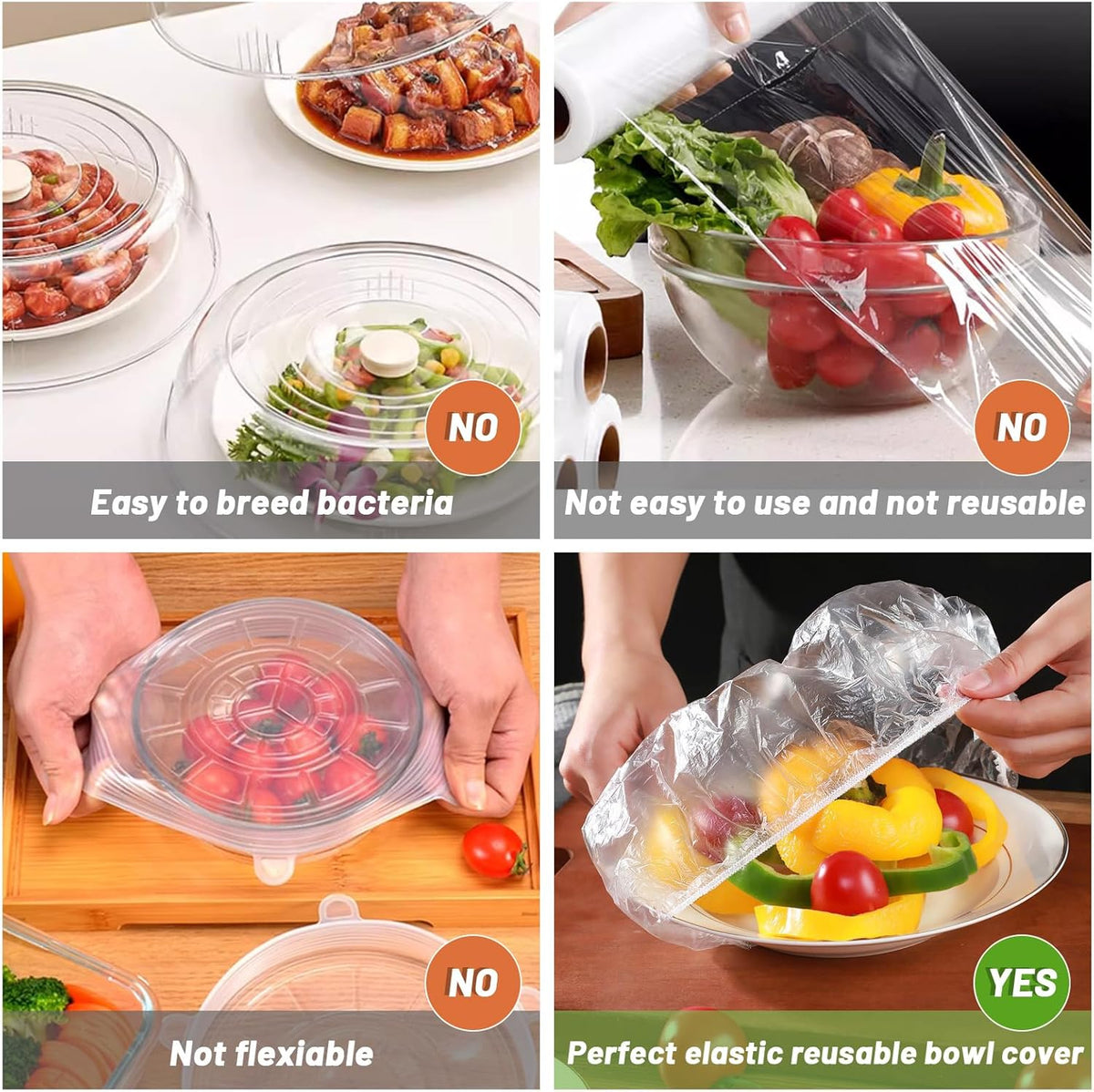 300Pcs Reusable Elastic Food Bowl Storage Covers V4703