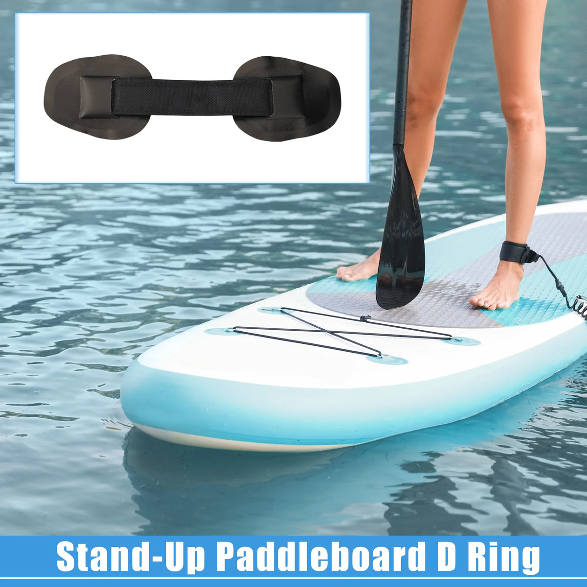 7pcs PVC Patch Round Shape D Ring 11.5ft Elastic Shock Rope with 6 Hooks Accessories for Inflatable Boat Black H97241