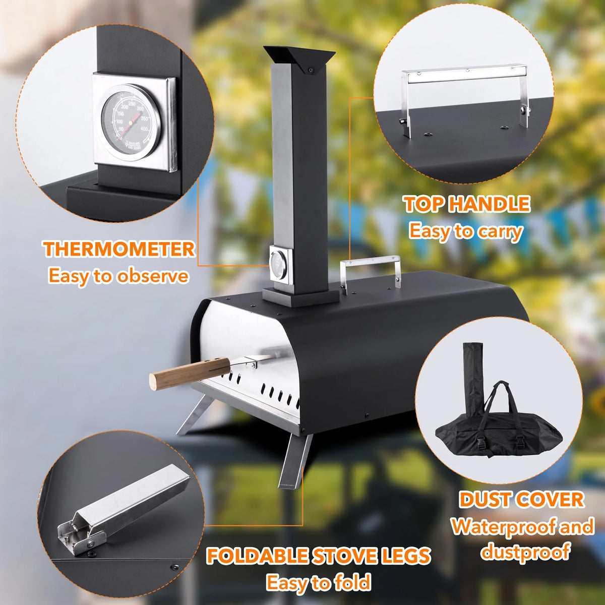 13 Wood Fired Stainless Steel Pizza Oven with Pizza Stone C814