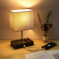 Bedside Table Lamp with USB Charging Ports and AC Outlets J763