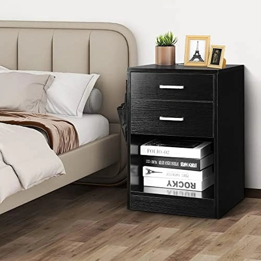 White Nightstand with Charging Station and USB Ports J822