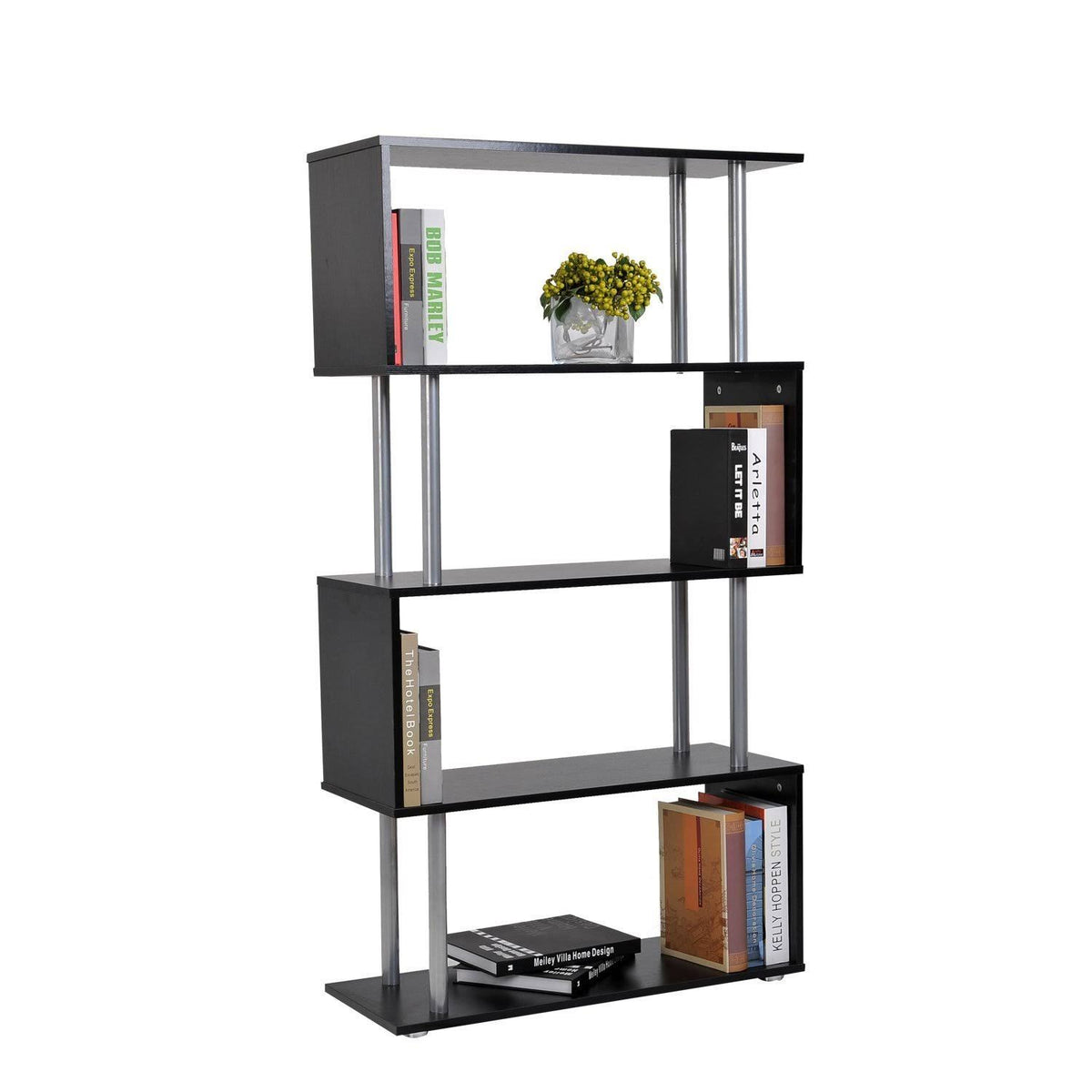 Black 5-Shelf Open Display Bookcase C13252
