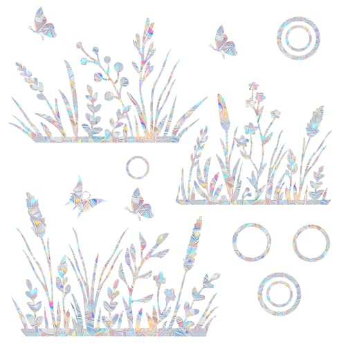 36PCS Snowflake Window Stickers Non Adhesive Prismatic Vinyl Rainbow Decals U20697