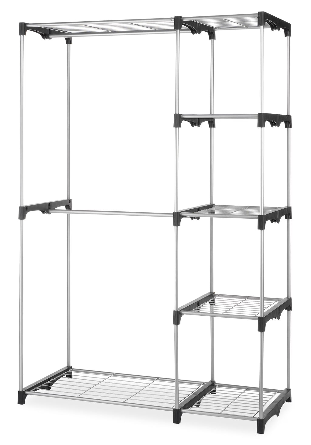 Silver and Black Double Rod Closet System N128255