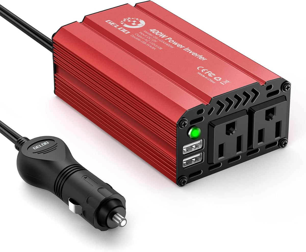 400W Car Power Inverter DC 12V to AC 110V with 4.8A Dual USB, Pack of 2 C7945