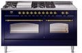 Blue Dual Fuel Natural Gas Range with Brass Trim D9193