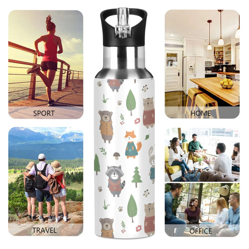 20 oz Insulated Stainless Steel Kids Water Bottle with Straw Lid P533206