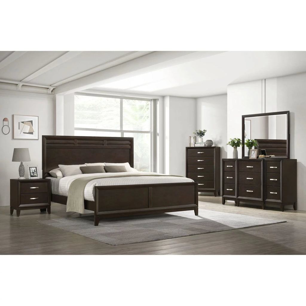 Brown 9 Drawer Wood Dresser with Mirror A6281