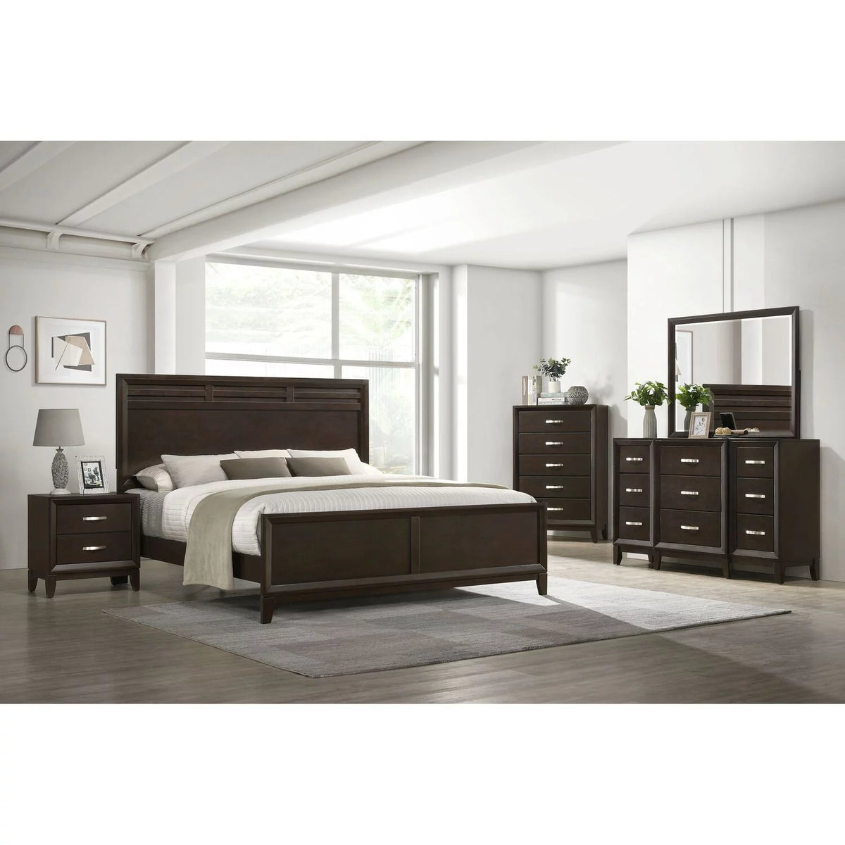 Brown 9 Drawer Wood Dresser with Mirror A6281