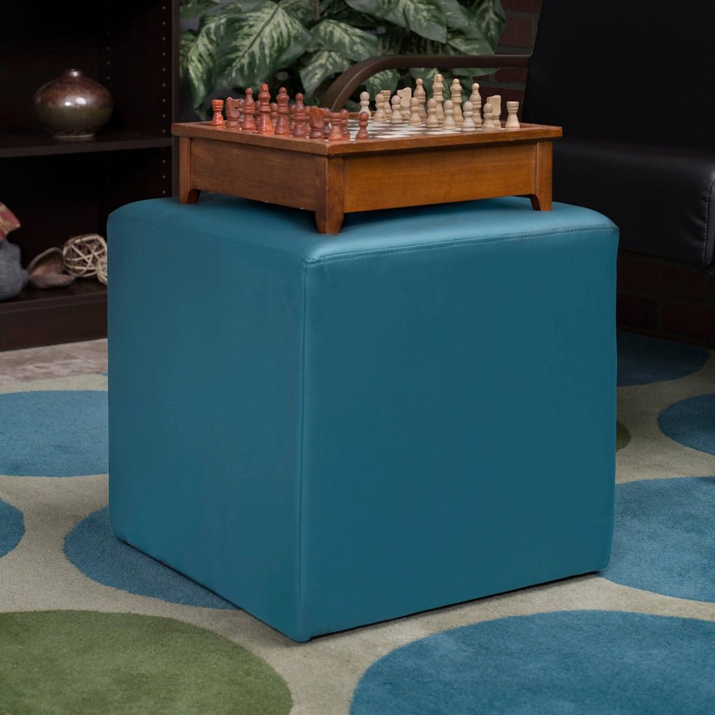 Peacock Teal Faux Leather Ottoman X802785