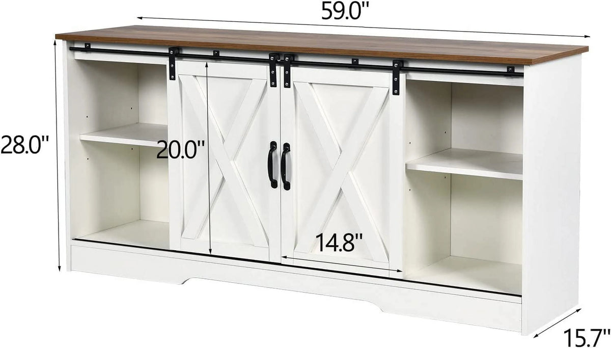 59'' White TV Stand O917