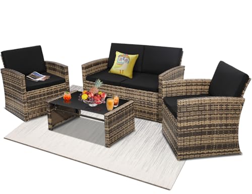 8 Pieces Outdoor Wicker Rattan Patio Furniture Sectional Set A420979