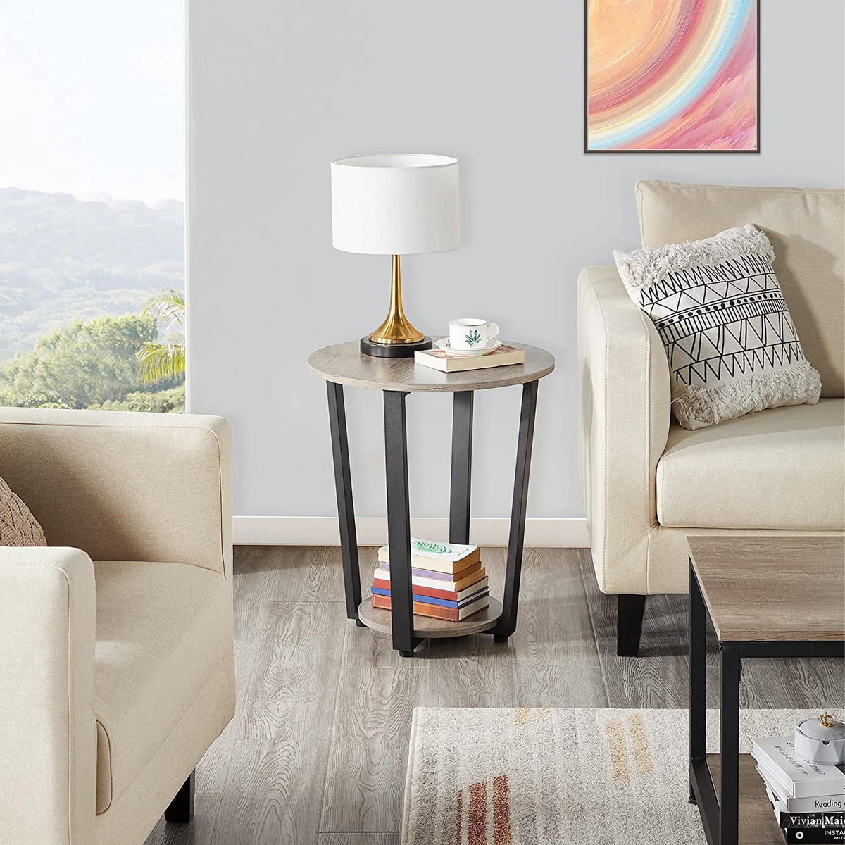 Round 2 Tier Side Table with Storage J252126