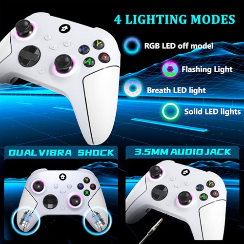 Wireless 2.4GHz Controller with 7 Colors RGB Light, 1000mAh Battery, 3.5mm Audio Jack B47398