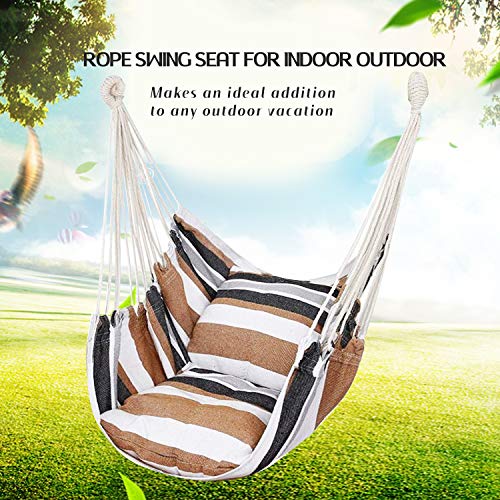 Dark Gray Hanging Rope Hammock Chair with Pocket R41630