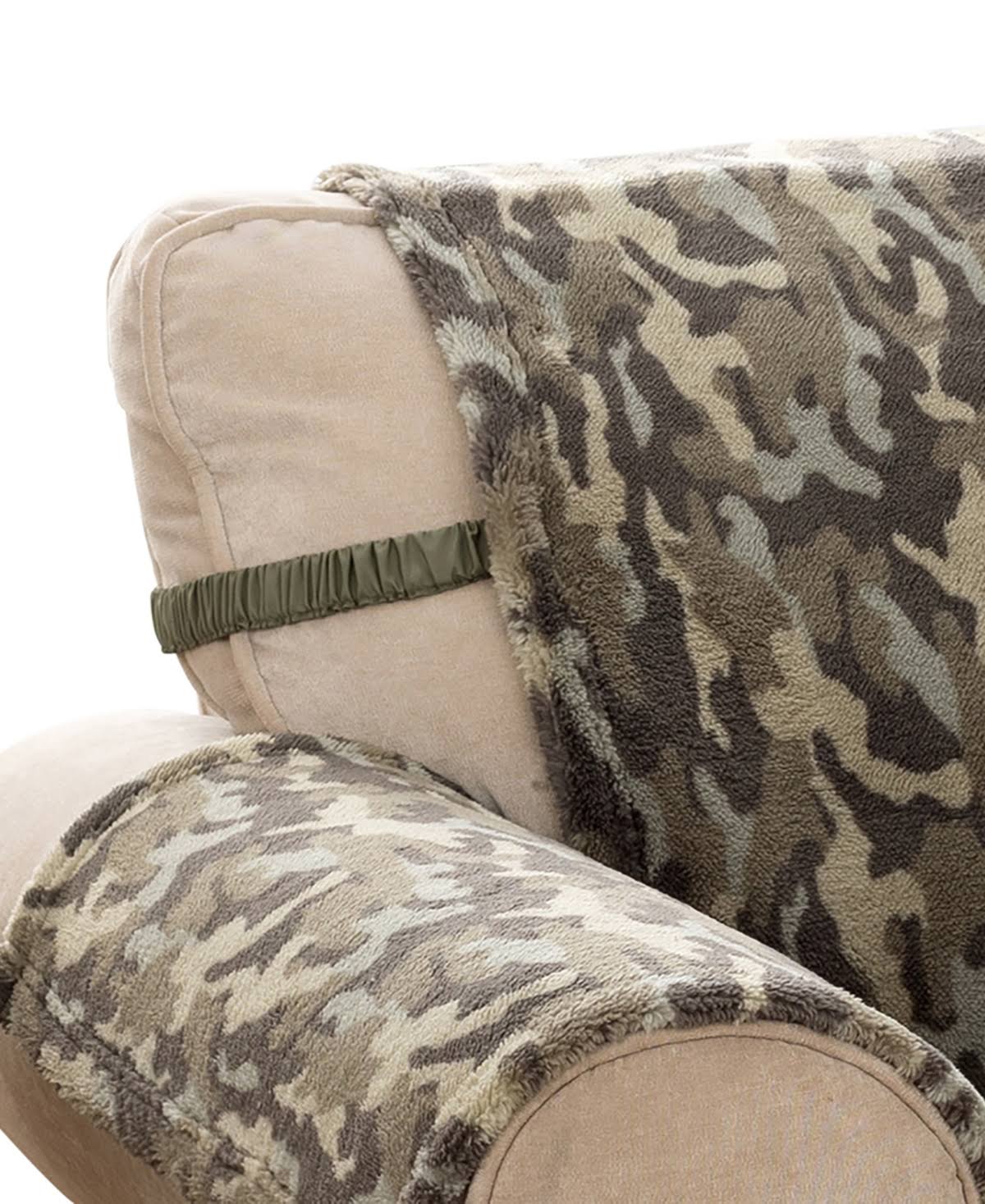 Olive Green Camo Plush Sofa Cover N487