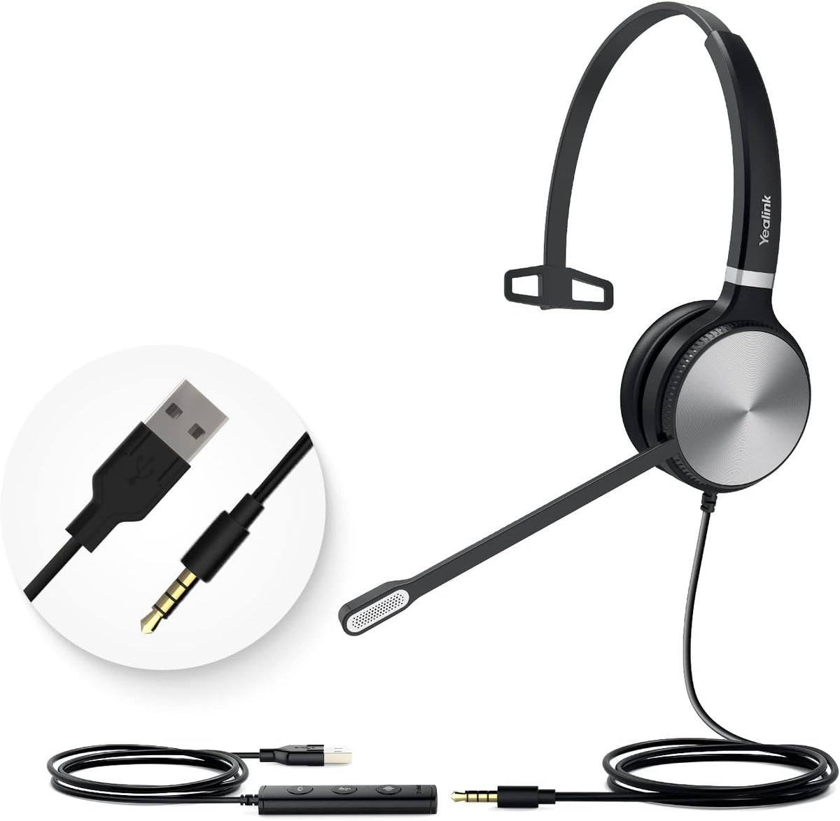 UH36-MONO Teams Certified USB Wired Noise Cancelling Headset with Mic Pack of 2 O6180