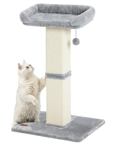 Large Sisal Cat Scratching Post with Plush Perch, Light Grey N192
