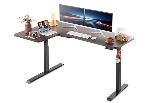 Black L Shaped Standing Desk Height Adjustable Dual Motor Electric Corner Desk W483