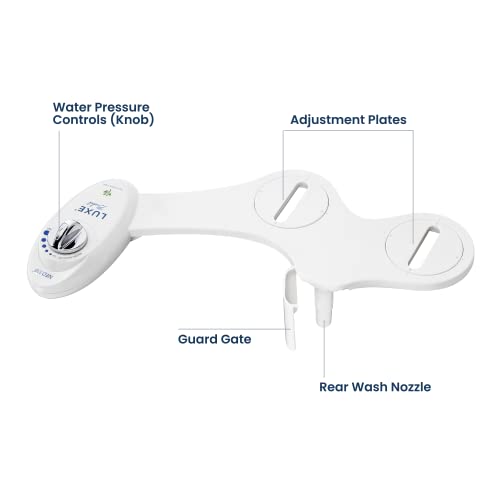 Fresh Water Non-Electric Bidet Attachment for Toilet Seat, Adjustable Water Pressure, Rear Wash (White) J3034